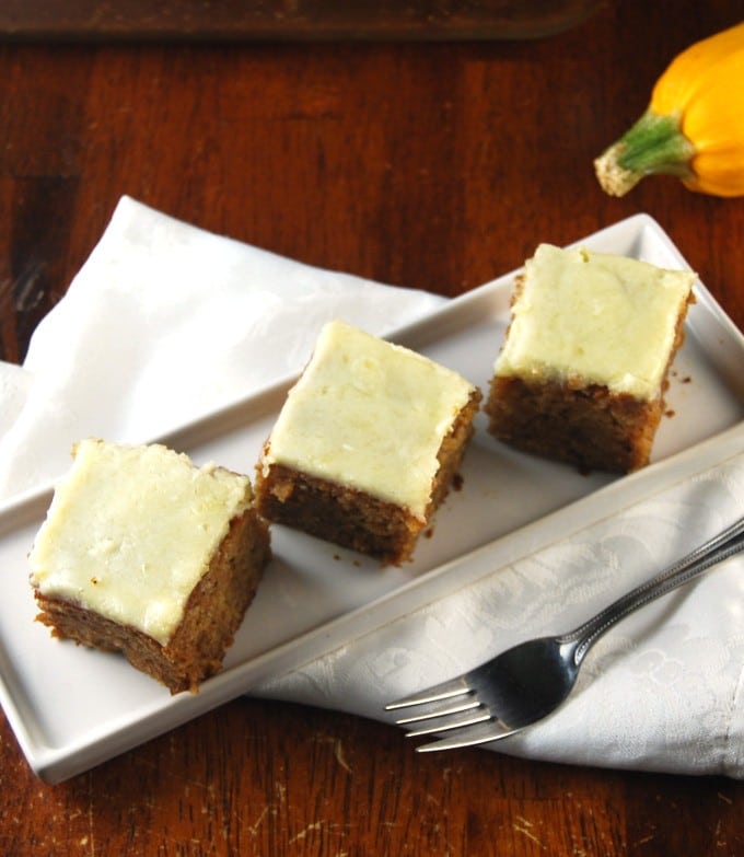 Yellow Squash Cake with Pineapple Frosting.