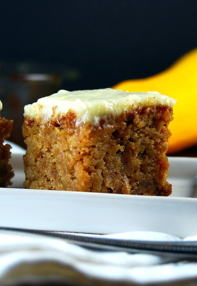 Yellow Squash Cake with Pineapple Frosting.